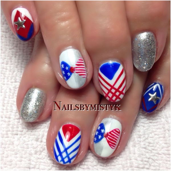 Patriotic Different Patterns Nails Design