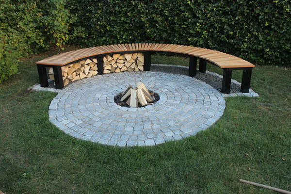 Garden Fireplace with Bench 