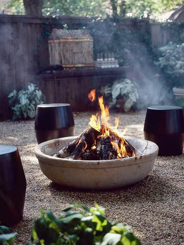 DIY Outdoor Fire Pit with a Kiddie Pool and Cement