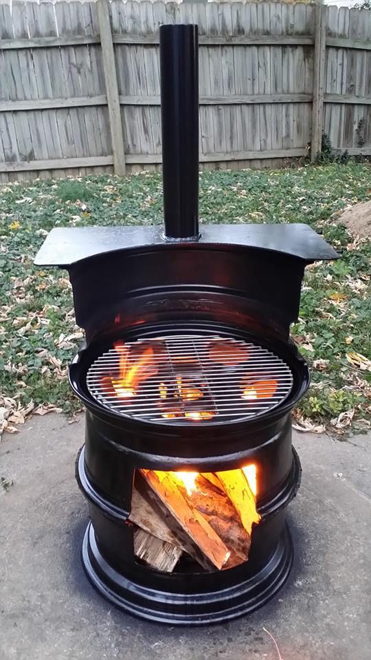 Cool Fire pit Made from 3 Old Rims