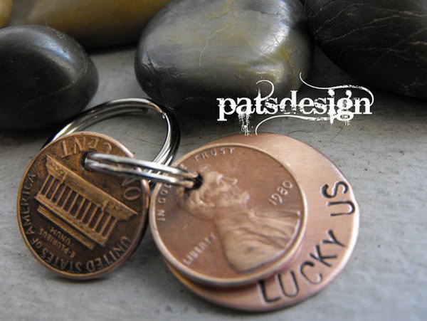 Lucky Copper Keychain with Two Lucky Pennies. This simple, do-it-yourself craft can give new purpose to old pennies and can be accomplished with a drill and a few tools. See more 
