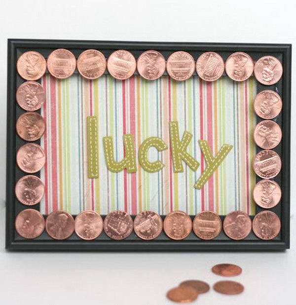 Penny Photo Frame. Decorating with pennies is cheap and fun. This photo frame decorated with pennies can be an ideal gift to your beloved ones. See how to do it 