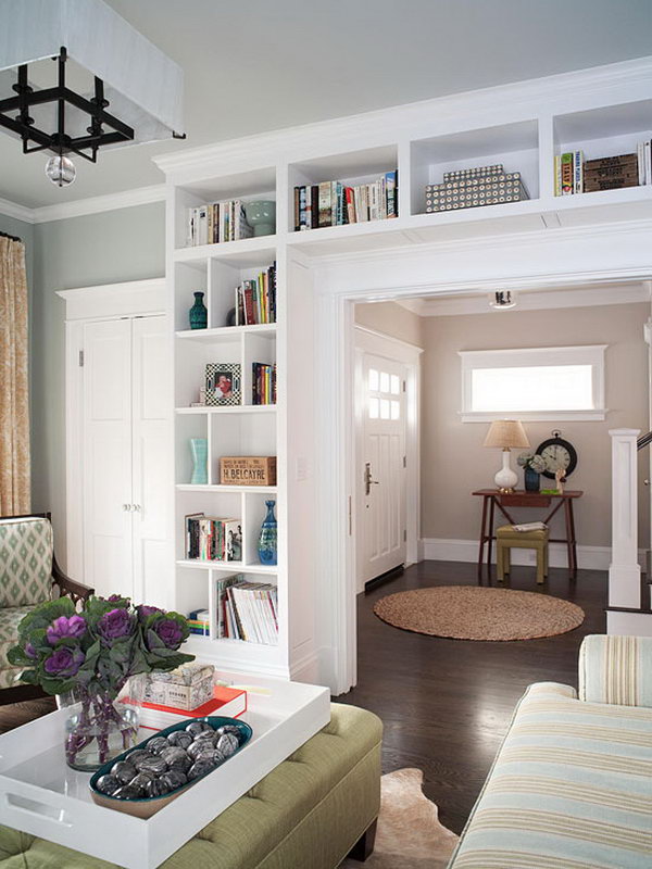 Here is one more example of built-in bookcases. It  not only adds a ton of extra character and storage to the house, but they really can make a small house feel so much bigger! See more instructions 