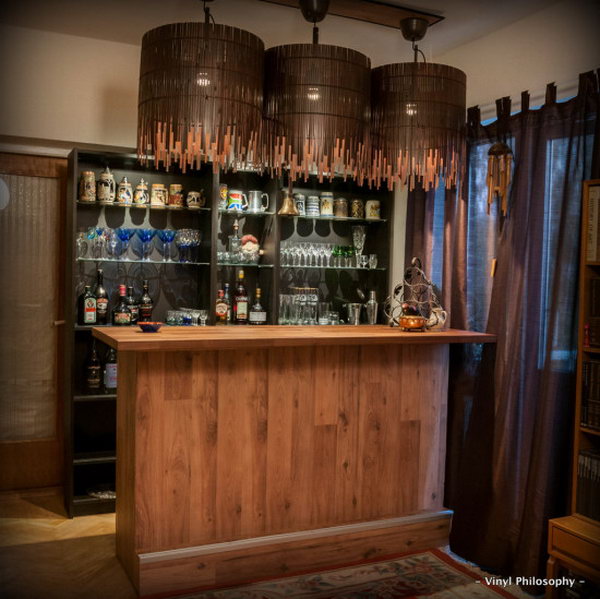 DIY Gorgeous Home Bar Built from BILLY Bookcases. See more photos and details 