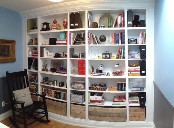 Another creative example of build-in bookcase. Check out the tutorials 