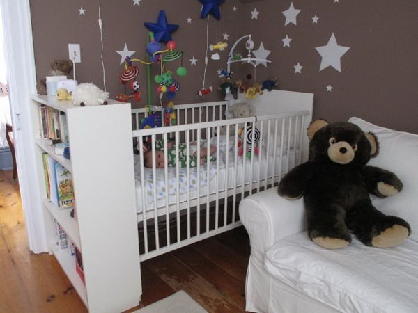 Add a BILLY bookshelf to the baby crib. See how they did it 