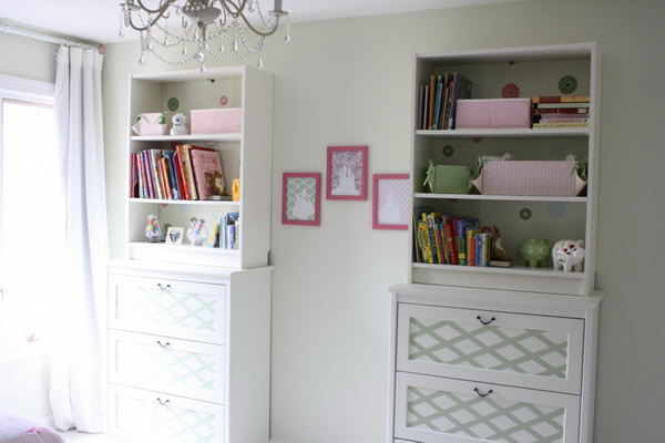  Place the BILLY bookcase on top of the chest of drawers. Then  secure them to the wall to this custom and beautiful furniture that provides TONS of storage. Get the step-by-step instructions 