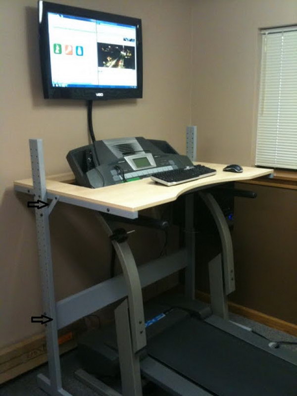 IKEA Treadmill Desk. This creative desk is a great place to take a walk while still getting some work done or watch a tv show on online. It's really a perfect desk for a full-time blogger! Click 