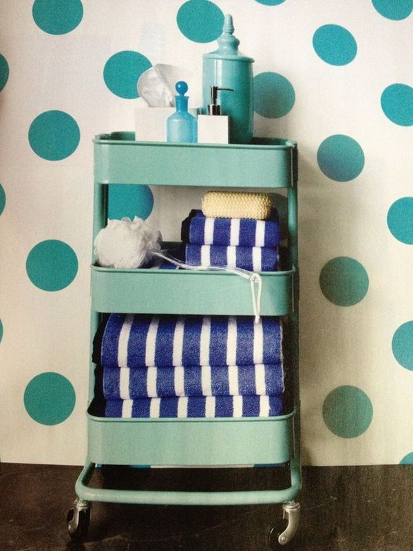  Plastic Kitchen Cart as a Storage of Bathroom Items.