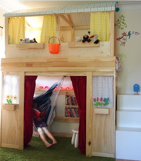 Turn Plain Jane IKEA Bunk Bed to Indoor Kids Cabin 