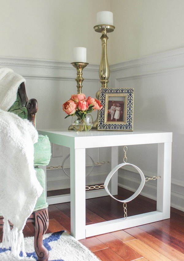 Vintage Modern End Table. Get the step-by-step tutorials to create this beautiful and budget-friendly end table from a plain IKEA table for any room of your house 