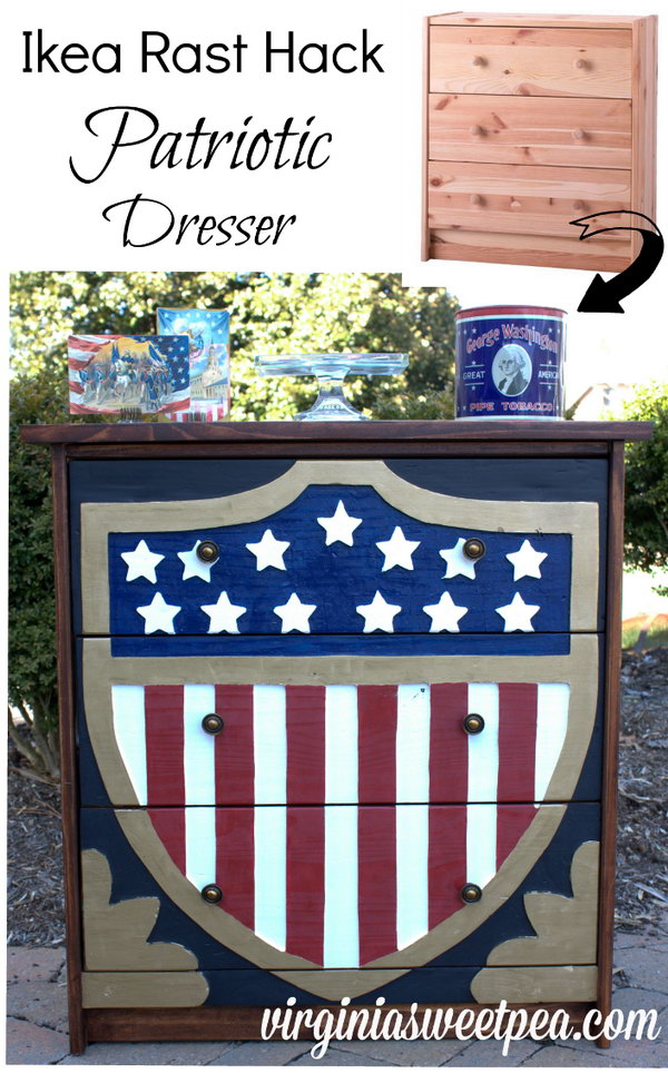 Patriotic Dresser – Ikea Rast Hack. See the step-by-step instructions 