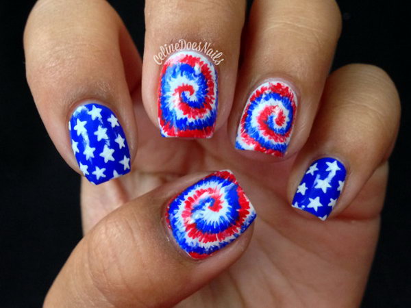 Cute Stars and Fireworks Nail Design