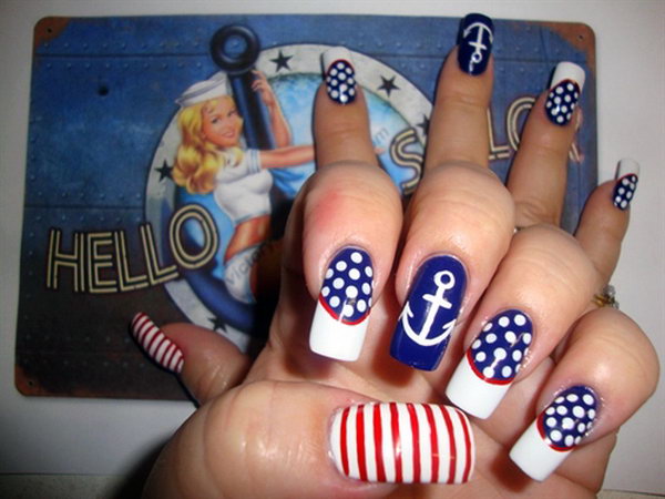  Style Statement with Patriotic Sailor Long Nails