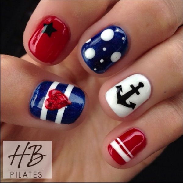 Nautical 4th of July Nails 