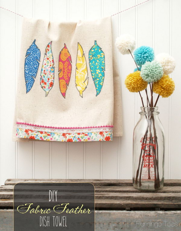 Fabric Feather Dishtowel. See how to do it 