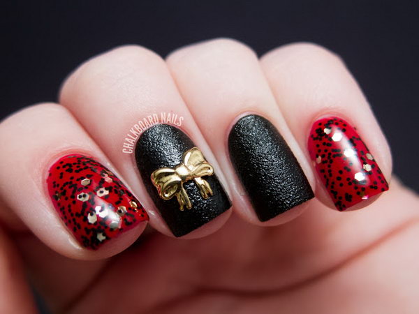 Gold Bow Nail Design. See more details 