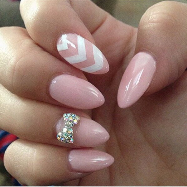 Baby Pink Nails with a Bow. 