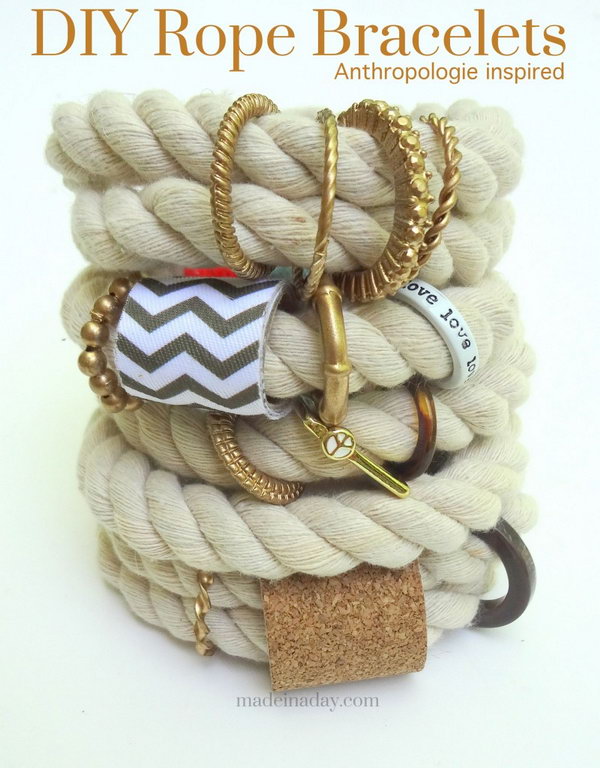 DIY Anthropologie-Inspired Rope Bracelet. See the tutorial 