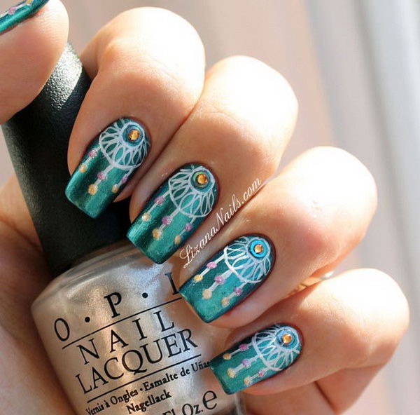 Lots of dream catcher nail designs and ideas. How beautiful and unique with such good meaning. I love it.