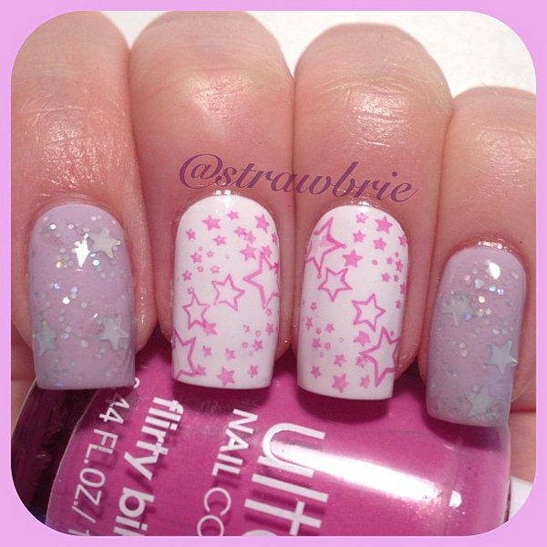Shinny Pink Star Nails. This is all sorts of perfect! I love it, so clever! :)