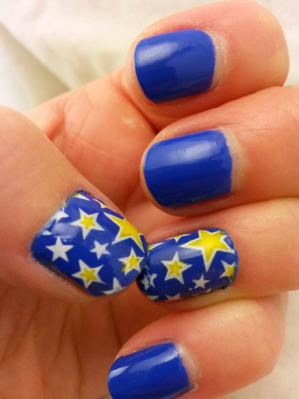 Blue Nails with Stars. This is all sorts of perfect! I love it, so clever! :)