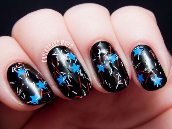 Starred and Striped Nails. This is all sorts of perfect! I love it, so clever! :)