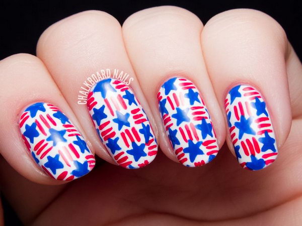 Stars and Stripes Basket Weave Nail Art. This is all sorts of perfect! I love it, so clever! :)