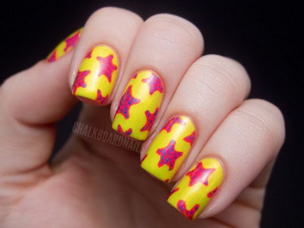Glaze Summer Neons Star Nail Art. This is all sorts of perfect! I love it, so clever! :)