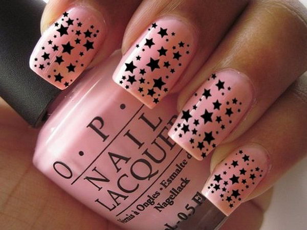 Pink and Black Star Nail. This is all sorts of perfect! I love it, so clever! :)