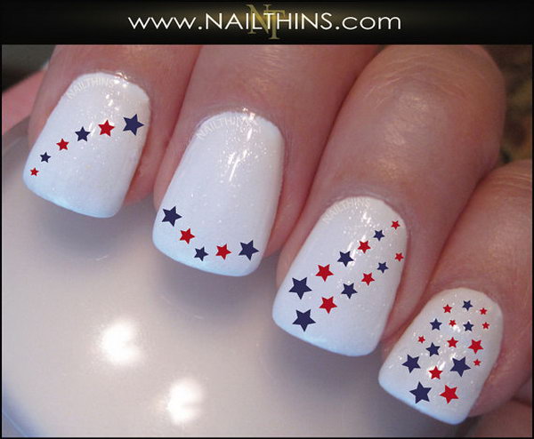 White Nails with Stars. This is all sorts of perfect! I love it, so clever! :)