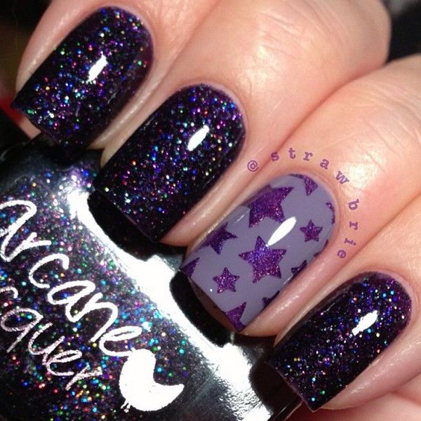 Deep Purple Star Nails. This is all sorts of perfect! I love it, so clever! :)