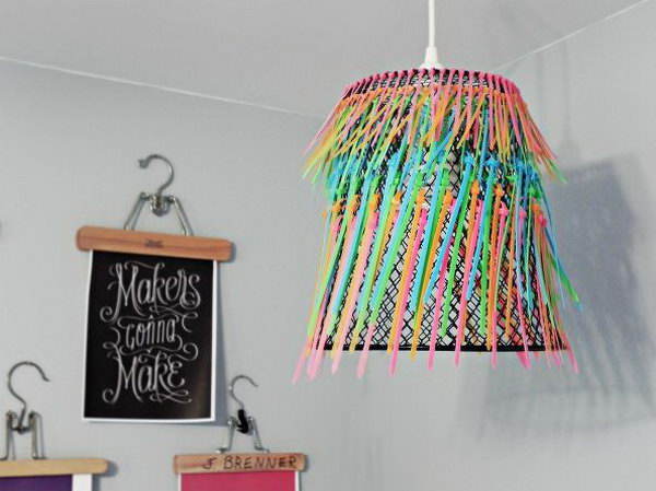 DIY Ombre Neon Zip-tie Pendant Lamp . 