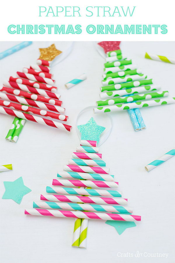 Paper Straw Christmas Tree Ornaments. See the directions 