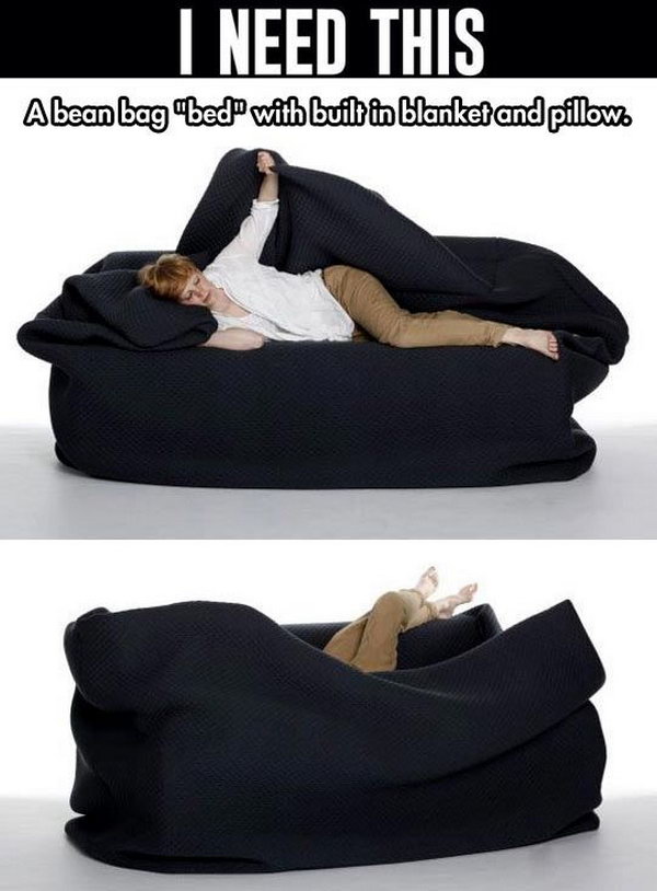 Bean-bag Style Couch with Built in Pillow and Blanket. 