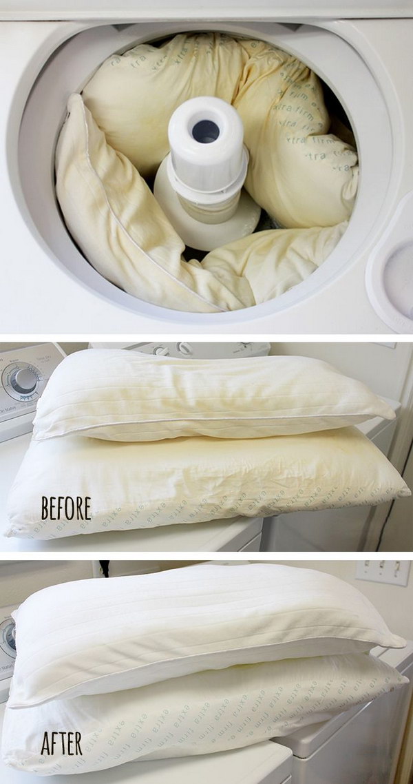 How to Wash and Whiten Yellowed Pillows. 