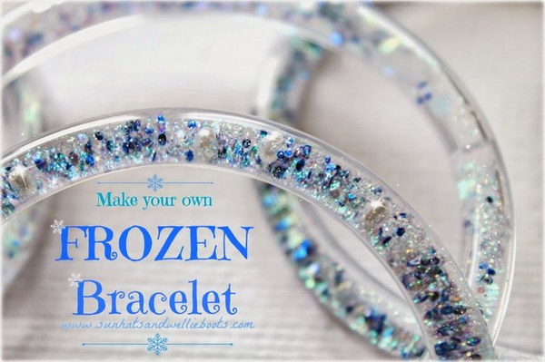 DIY Frozen Glitter Vinyl Tube Bracelets 