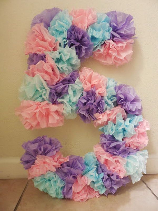 DIY Tissue Paper Birthday Number 