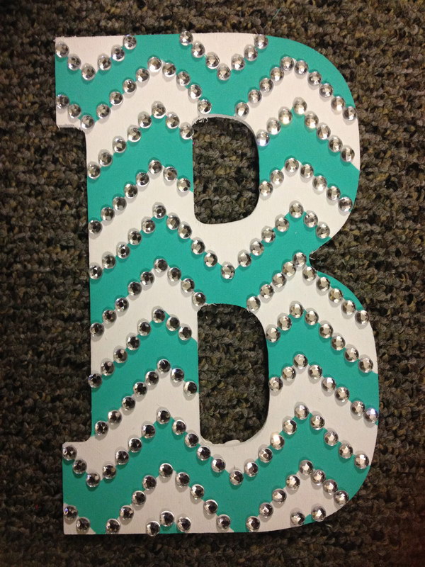 DIY Rhinestoned Chevoron Letter 