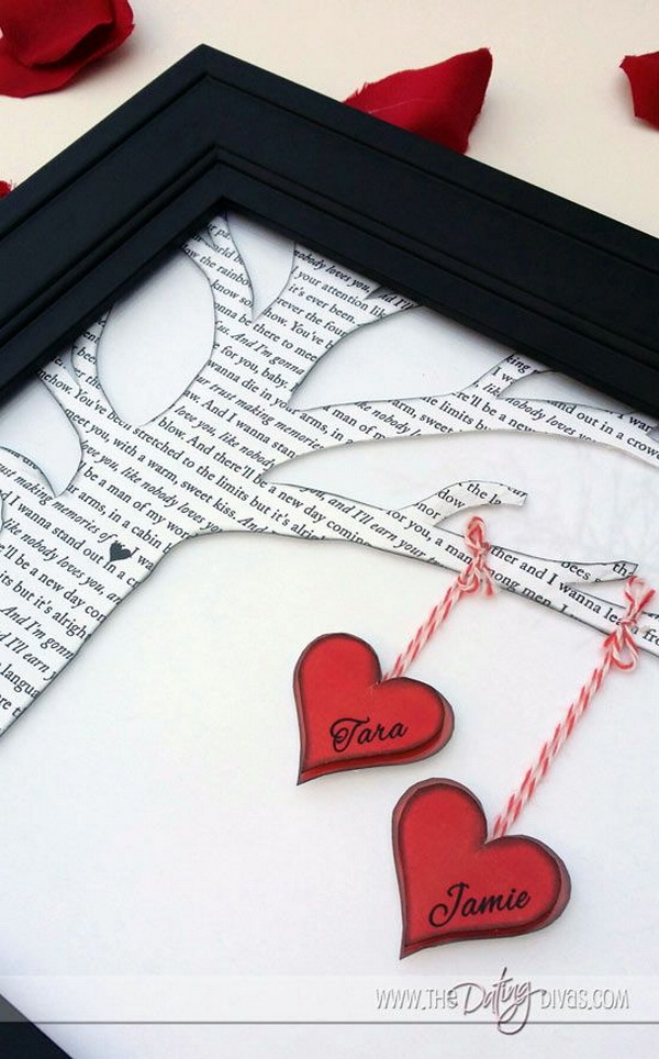 Personalized Family Tree with Poem or Song and Hearts on It. 