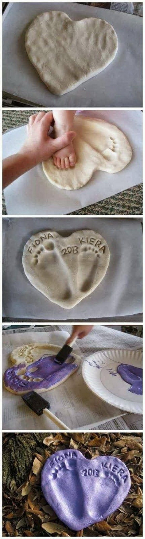 Salt Dough Footprint Heart. 