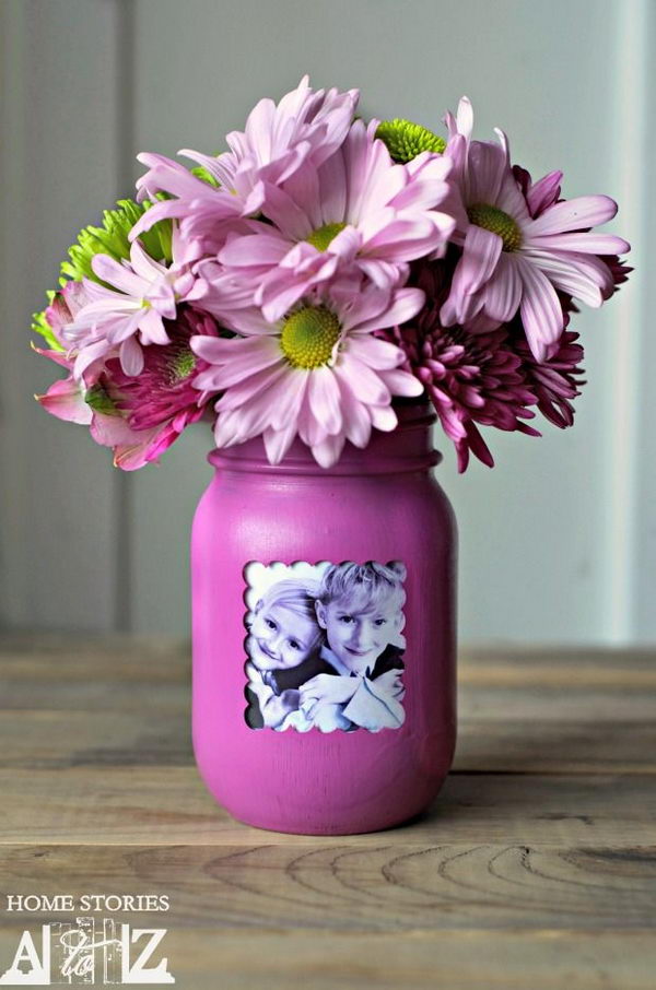 DIY Mason Jar Picture Frame Vase. 