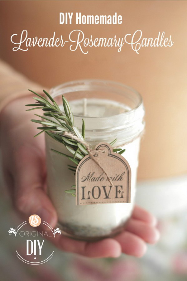 DIY Homemade Lavender Rosemary Candles. You will surely love that your house is filled with a lovely smell of lavender. These homemade lavender rosemary candles  are pretty simple and easy to make. 