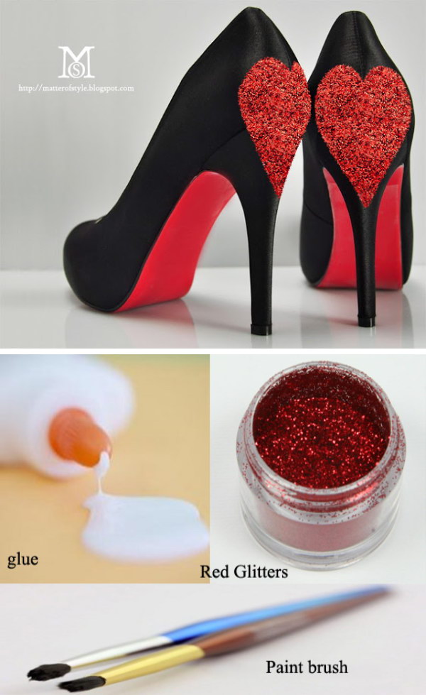 DIY Queen Of Hearts Glitter Hearts Shoes 