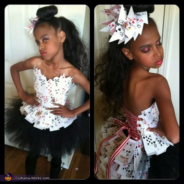 DIY Queen of Hearts Cards Dress and Clip Costume for Girls 