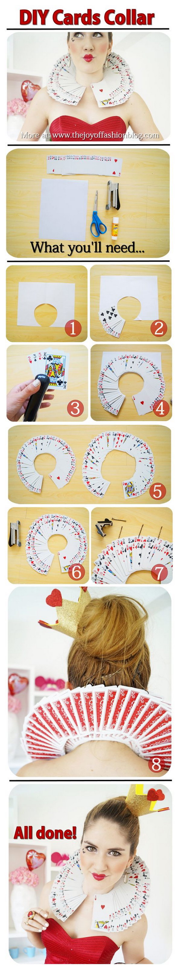 DIY Queen of Hearts Card Collar Tutorial. 