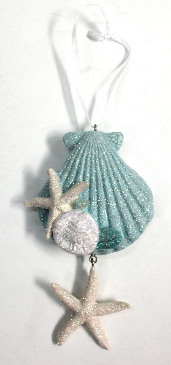 Glittered Resin Seashell Ornament 