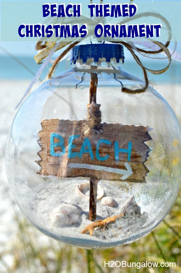 DIY Beach Themed Christmas Tree Ornament with Sea Shells, Sand and Starfish on the Inside 