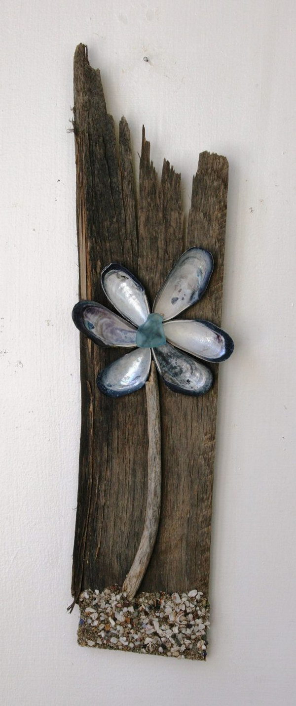 Driftwood and Shell Flower