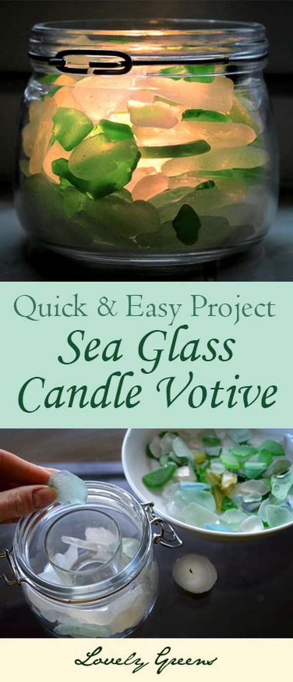 DIY Seaglass Candle Votive 